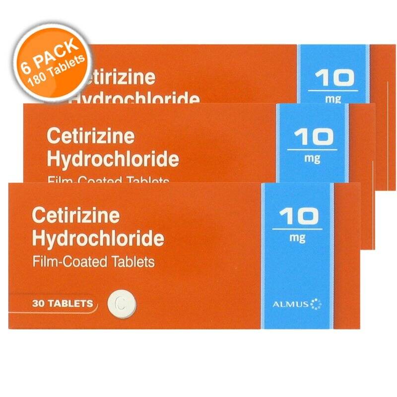 Allergy & Hayfever Relief Cetirizine Hydrochloride Tablets (Zirtek Equivalent)X6