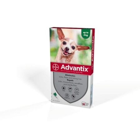 Advantix Spot On Solution for Dogs Pack of 4 40 Small Dog up to 4kg Advantix Spot On Solution for Dogs Pack of 4 40 Small Dog up to 4kg