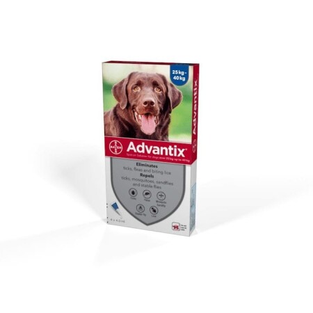 Advantix Spot On Solution for Dogs Pack of 4 400 Extra Large Dog 25 - 40kg Advantix Spot On Solution for Dogs Pack of 4 400 Extra Large Dog 25 - 40kg
