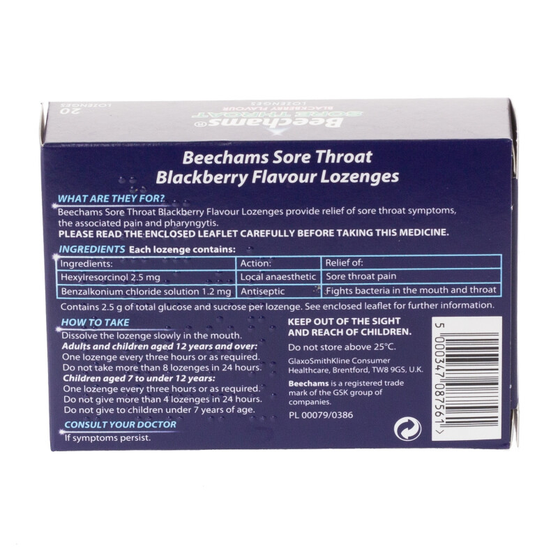 Beechams Max Throat Relief Lozenge Blackberry