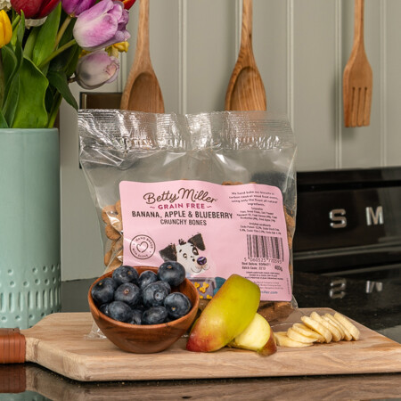 Betty Millers Grain Free Banana Apple and Blueberry Bones 400g Betty Millers Grain Free Banana Apple and Blueberry Bones 400g