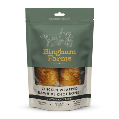 Bingham Farms Chicken Wrapped Rawhide Knot Bone   Bingham Farms Chicken Wrapped Rawhide Knot Bone