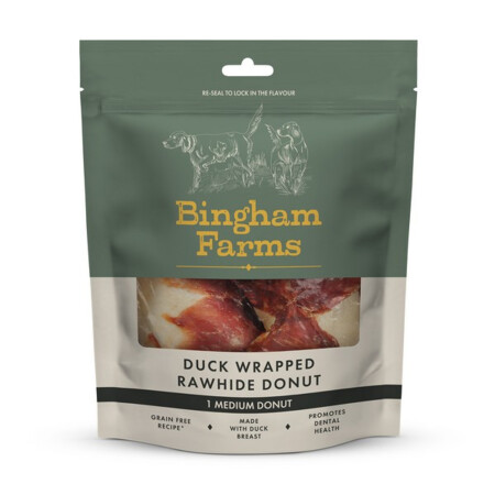 Bingham Farms Duck Wrapped Rawhide Donut 75g Bingham Farms Duck Wrapped Rawhide Donut 75g