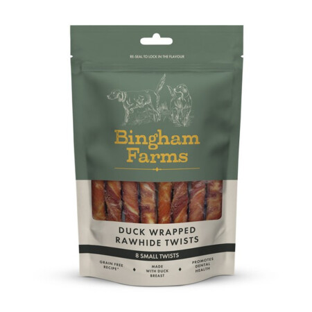Bingham Farms Duck Wrapped Rawhide Twist  Bingham Farms Duck Wrapped Rawhide Twist