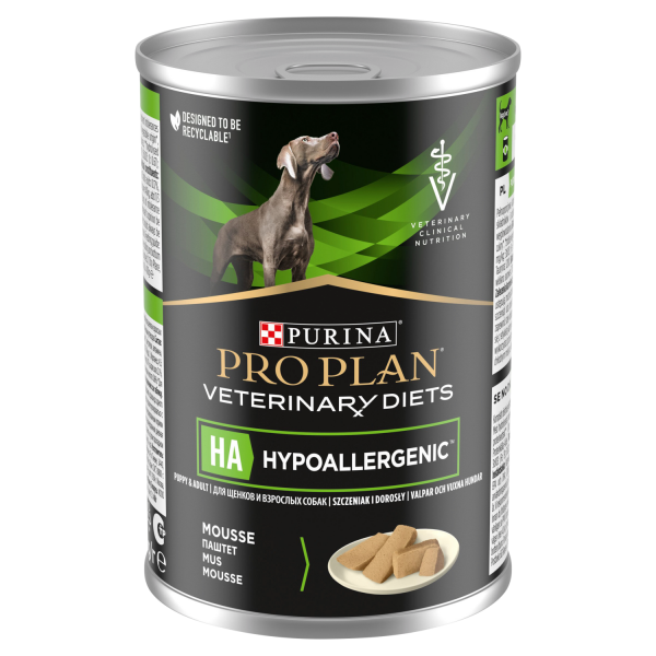 Purina PRO PLAN VETERINARY DIETS HA Hypoallergenic Mousse Wet Dog Food 12x400g