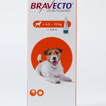 Bravecto Spot On Solution for Dogs Single Pipette 250mg Small Dog 4.5-10kg Bravecto Spot On Solution for Dogs Single Pipette 250mg Small Dog 4.5-10kg