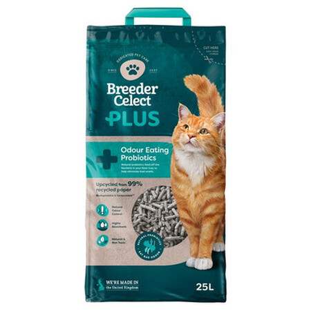 Breeder Celect PLUS Probiotic Paper Cat Litter 25L Breeder Celect PLUS Probiotic Paper Cat Litter 25L