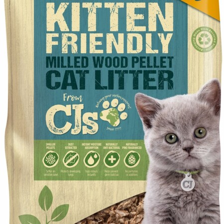 CJ's Kitten Friendly Milled Wood Pellet Cat Litter 10L CJ's Kitten Friendly Milled Wood Pellet Cat Litter 10L