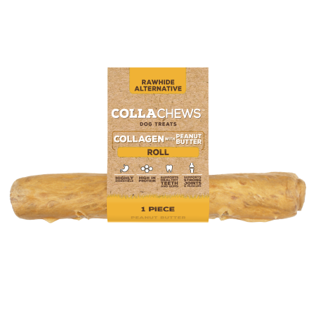 Collachews Collagen Roll Dog Chew Treat Peanut Butter 15cm Collachews Collagen Roll Dog Chew Treat Peanut Butter 15cm