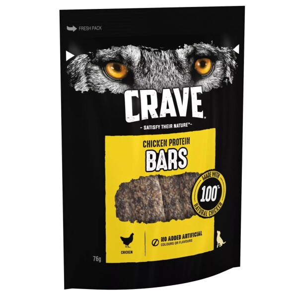 Crave Natural Grain Free Protein Bar Adult Dog Treat Chicken 76g