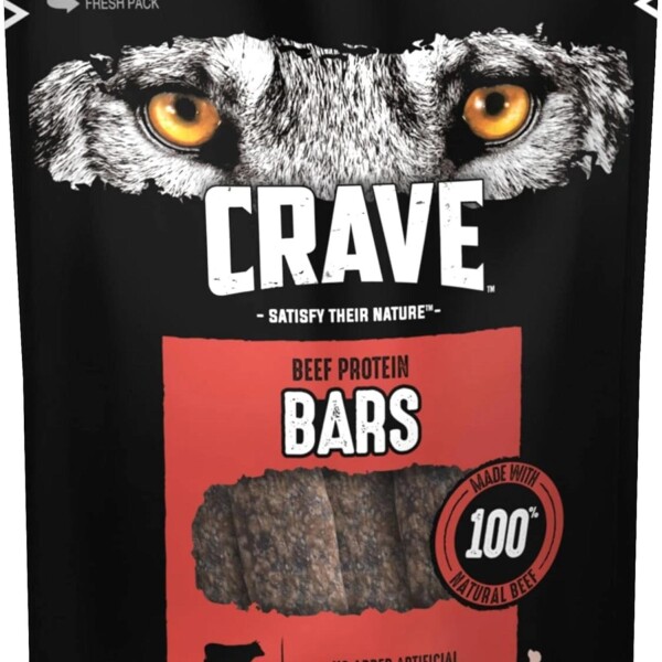 Crave Natural Grain Free Protein Bar Grain Adult Dog Treat Beef 76g