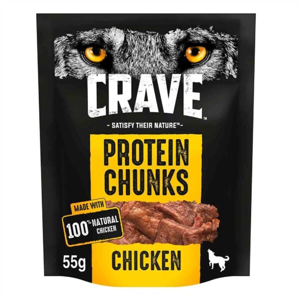 Crave Natural Grain Free Protein Chunks Adult Dog Treat Chicken 55g