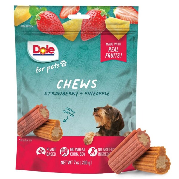 Dole Natural Dog Chews Strawberry & Pineapple Assorted Bag 200g