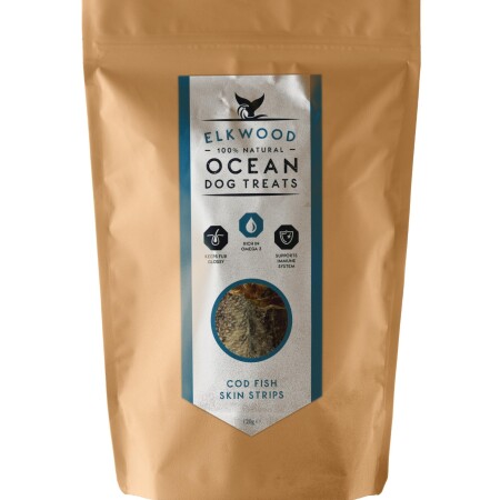 Elkwood Natural Cod Fish Skin Strips Dog Treats Elkwood Natural Cod Fish Skin Strips Dog Treats