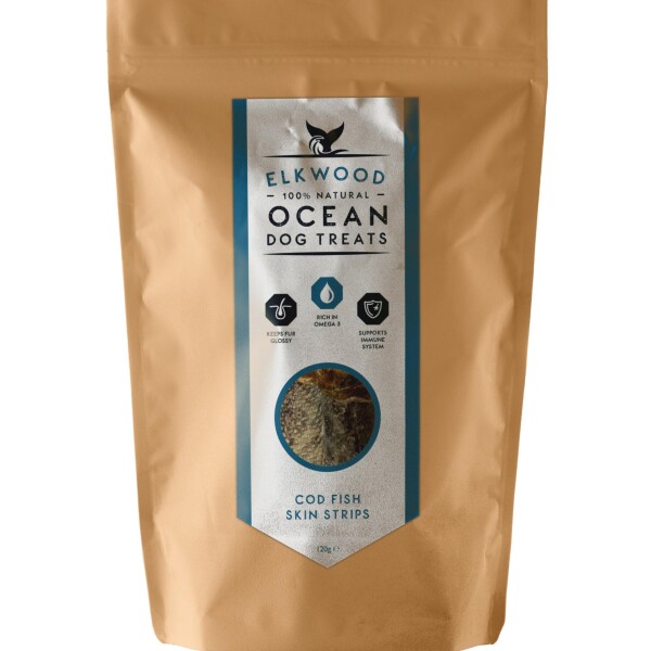 Elkwood Natural Cod Fish Skin Strips Dog Treats