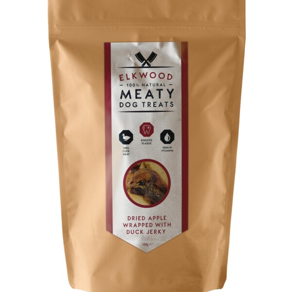 Elkwood Natural Dried Apple Chunks Wrapped With Duck Jerky Dog Treats