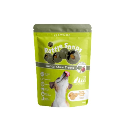 Elkwood Natural Rattlesnaps Dental Broccoli & Apple Chk 4pc 100g Dog Chews Elkwood Natural Rattlesnaps Dental Broccoli & Apple Chk 4pc 100g Dog Chews