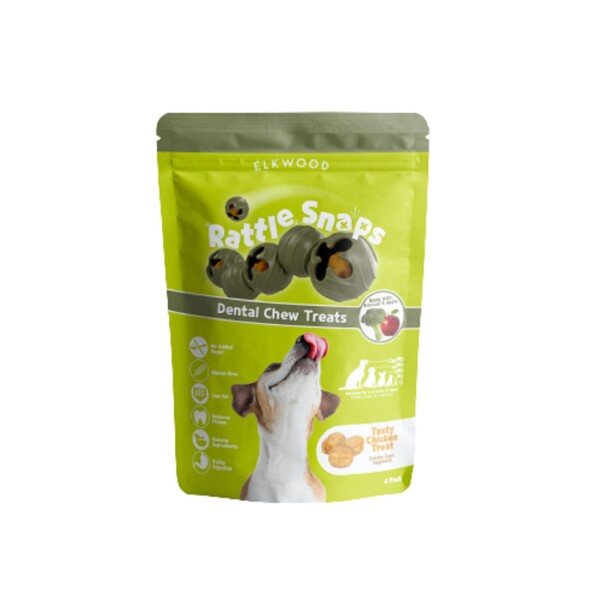 Elkwood Natural Rattlesnaps Dental Broccoli & Apple Chk 4pc 100g Dog Chews