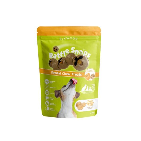 Elkwood Natural Rattlesnaps Dental Peanut & Pumpkin Chews 4pc 100g Dog Chews