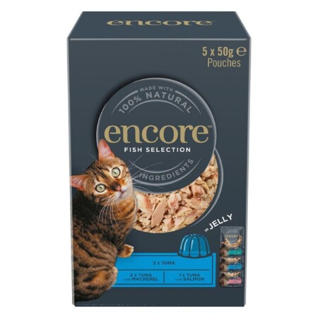 Encore Adult Wet Cat Food Pouch Fish Selection in Jelly 5x50g Encore Adult Wet Cat Food Pouch Fish Selection in Jelly 5x50g