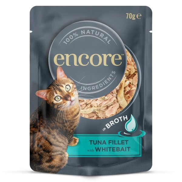 Encore Adult Wet Cat Food Pouch Tuna & White Bait - 70g x 16