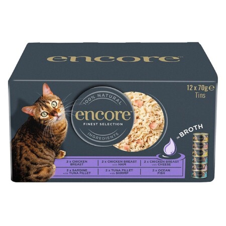 Encore Adult Wet Cat Food Tin Mixed Multipack 12 x 70g Encore Adult Wet Cat Food Tin Mixed Multipack 12 x 70g