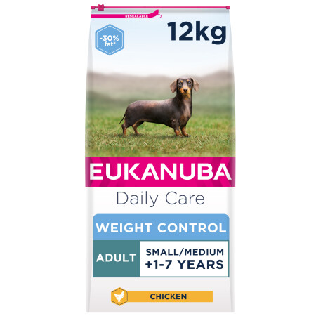 Eukanuba Daily Care Adult Small Medium Weight Control Dry Dog Food Chicken 12kg Eukanuba Daily Care Adult Small Medium Weight Control Dry Dog Food Chicken 12kg
