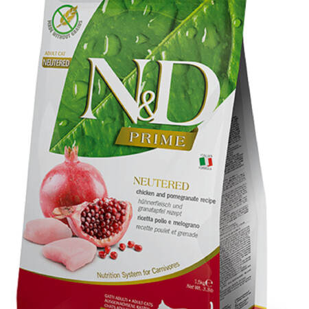 Farmina N&D Prime Cat Chicken & Pomegranate Neutered Adult Dry Food  Farmina N&D Prime Cat Chicken & Pomegranate Neutered Adult Dry Food