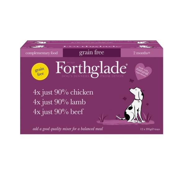 Forthglade Adult Dog Grain Free Just 90% Chicken Lamb & Beef 395g 12pk