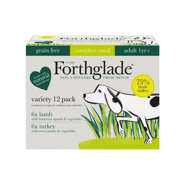 Forthglade Adult Dog Grain Free Variety Lamb&Turkey&Veg 395g 12pk