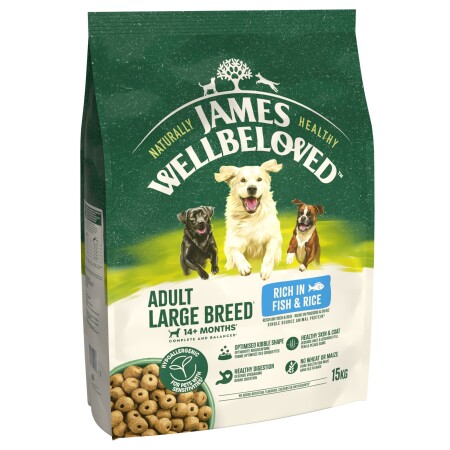 James Wellbeloved Dry Dog Adult Large Breed Fish & Rice 15kg James Wellbeloved Dry Dog Adult Large Breed Fish & Rice 15kg