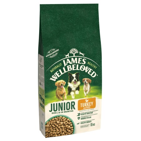 James Wellbeloved Junior Dry Dog Food Turkey & Rice 15 kg James Wellbeloved Junior Dry Dog Food Turkey & Rice 15 kg