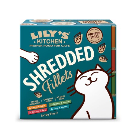 Lily's Kitchen Adult Cat Food Shredded Fillets Tins Multipack 8x70g Lily's Kitchen Adult Cat Food Shredded Fillets Tins Multipack 8x70g