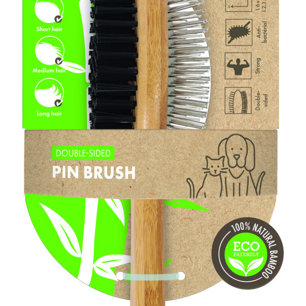 M-PETS Bamboo Double-Sided Pin Brush
