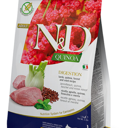 N&D Quinoa Cat Digestion. Lamb & Fennel Adult  Wet Food 300g x 16 N&D Quinoa Cat Digestion. Lamb & Fennel Adult  Wet Food 300g x 16