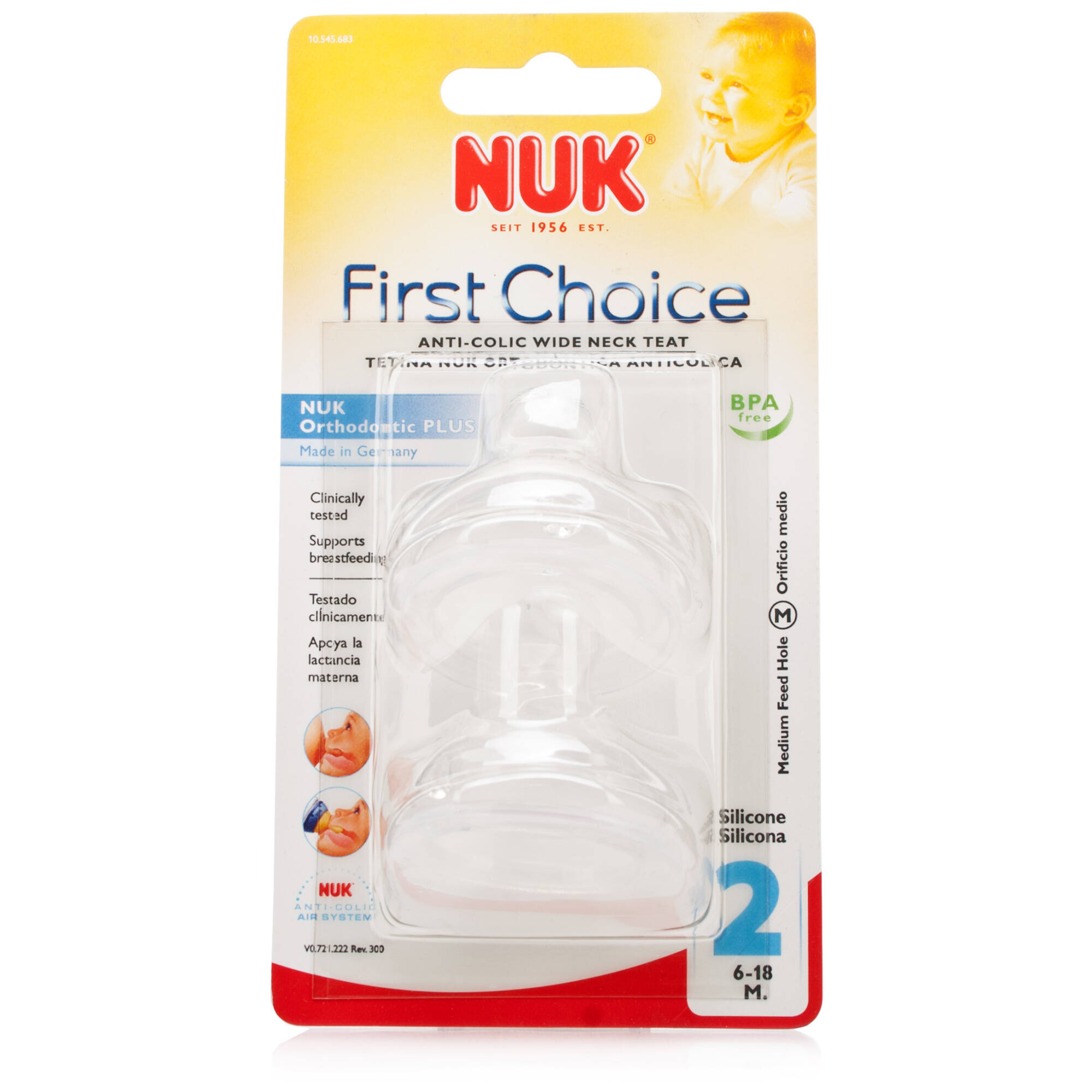 Nuk First Choice Silicone Teat Size 2 Medium Hole Twin Pack