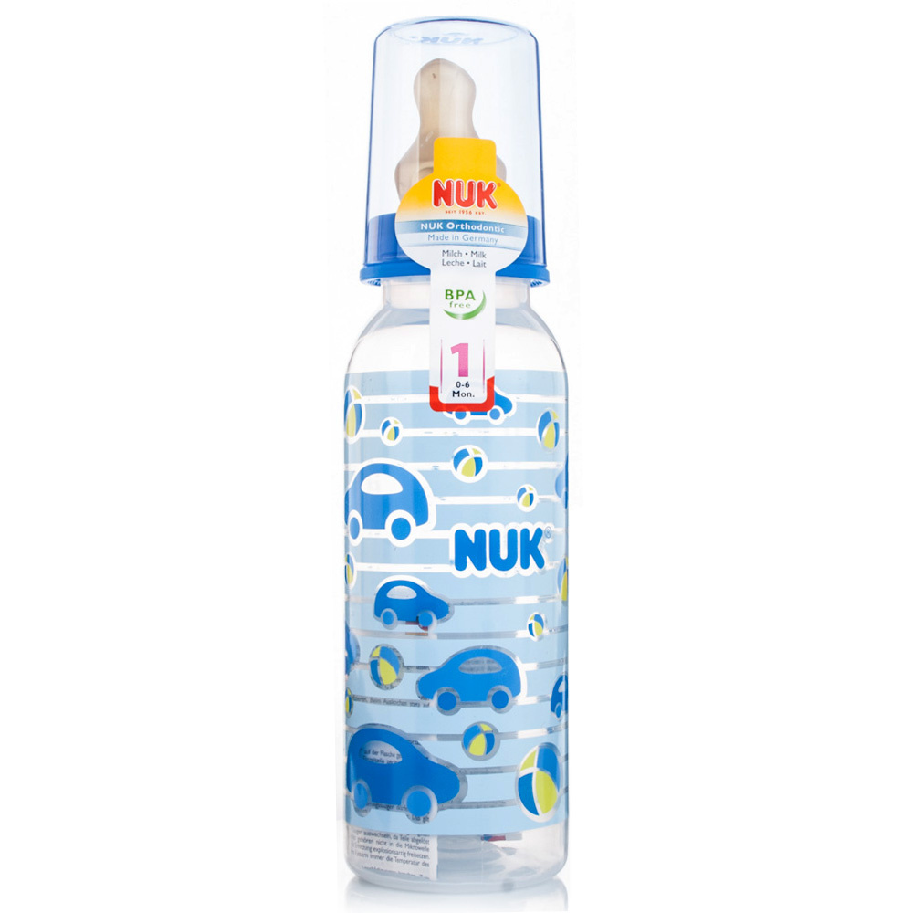 NUK Standard Neck Latex Bottle Blue | Chemist Direct