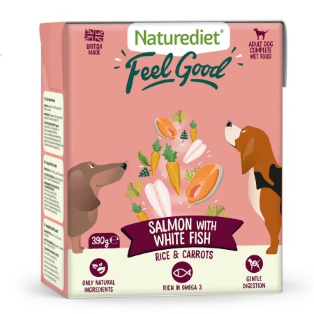Naturediet Adult Feel Good Salmon Dog Food 390g x 18 Naturediet Adult Feel Good Salmon Dog Food 390g x 18