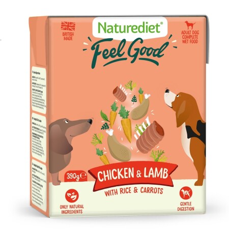 Naturediet Feel Good Chicken & Lamb Dog Food 390g x 18 Naturediet Feel Good Chicken & Lamb Dog Food 390g x 18