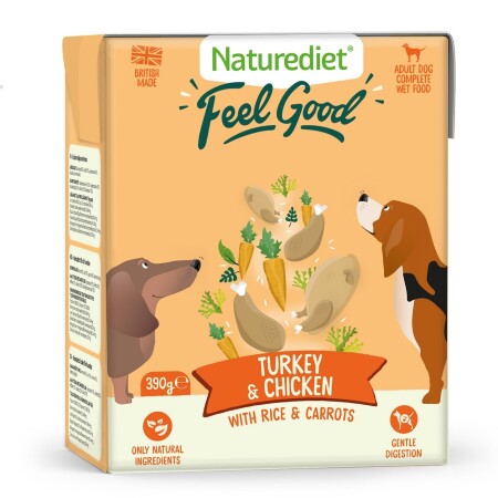 Naturediet Feel Good Turkey & Chicken Dog Food 390g x 18 Naturediet Feel Good Turkey & Chicken Dog Food 390g x 18