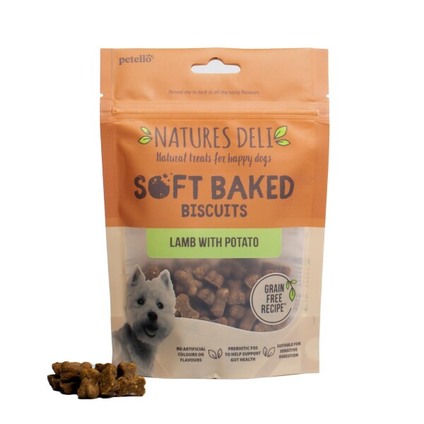 Natures Deli Grain Free Soft Baked Lamb With Potato Dog Treat 100g