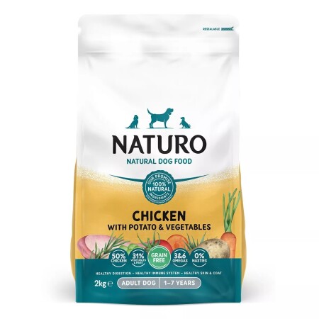 Naturo Adult Chicken with Potato & Vegetables Dry Dog Food 2kg Naturo Adult Chicken with Potato & Vegetables Dry Dog Food 2kg