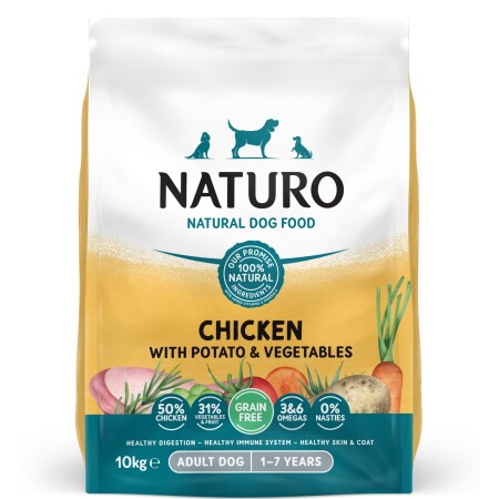 Naturo Adult Complete Dry Dog Food Chicken Potato & Veg 10kg Naturo Adult Complete Dry Dog Food Chicken Potato & Veg 10kg