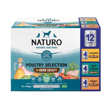 Naturo Adult Dog Grain Free & Gluten Free Poultry Selection Gravy Pouch 100gx12 Naturo Adult Dog Grain Free & Gluten Free Poultry Selection Gravy Pouch 100gx12