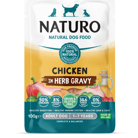 Naturo Adult Grain & Gluten Free Wet  Dog Food Chicken in Herb Gravy 100g x 12 Naturo Adult Grain & Gluten Free Wet  Dog Food Chicken in Herb Gravy 100g x 12