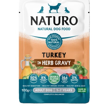 Naturo Adult Grain & Gluten Free Wet Dog Food  Turkey in Herb Gravy 100g x 12 Naturo Adult Grain & Gluten Free Wet Dog Food  Turkey in Herb Gravy 100g x 12
