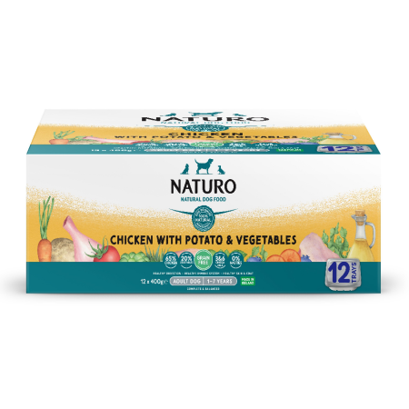 Naturo Adult Grain Free  Wet Dog Food Chicken Potato & Veg in a Tray 12x400g Naturo Adult Grain Free  Wet Dog Food Chicken Potato & Veg in a Tray 12x400g