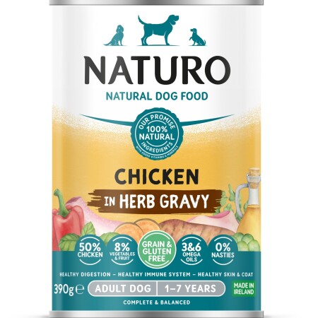 Naturo Adult Wet Dog Food Chicken In Gravy  in a Can 390g x 12 Naturo Adult Wet Dog Food Chicken In Gravy  in a Can 390g x 12