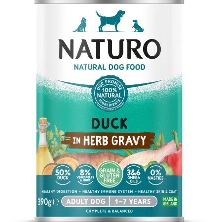 Naturo Adult Wet Dog Food Duck In Gravy Can 390g x 12 Naturo Adult Wet Dog Food Duck In Gravy Can 390g x 12