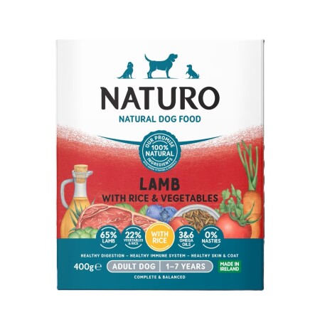 Naturo Adult Wet Dog Food Lamb & Rice With Veg Tray 400g x 7 Naturo Adult Wet Dog Food Lamb & Rice With Veg Tray 400g x 7
